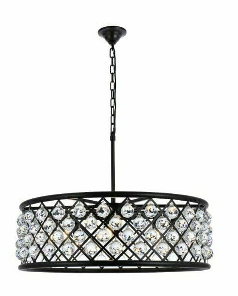 Madison 8-Light Royal Cut Crystal Chandelier Matte Black 32 Inch Modern Pendant (1 of 8)