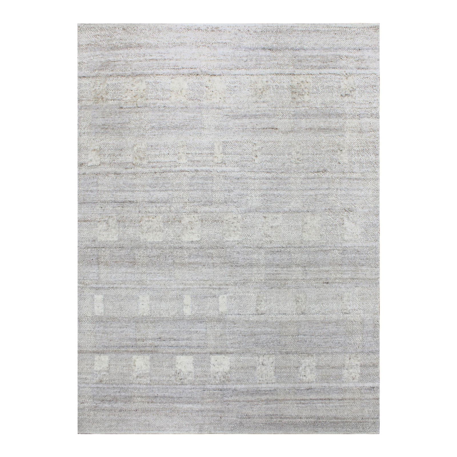 Contemporary Tibetan Wool Rug 8'11 x 12 Ivory Gray Geometric Design (1 of 4)