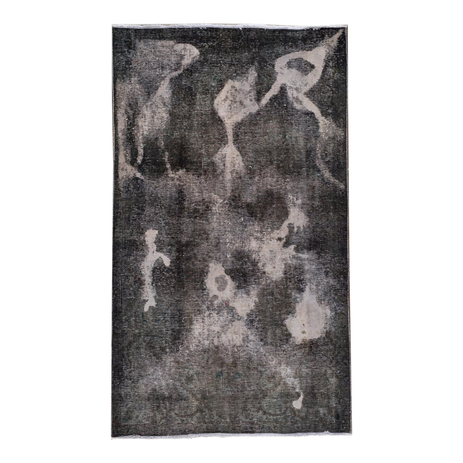 Vintage Persian Handmade Gray Abstract Wool Rug 4'10 x 8'5: Vintage Persian Handmade Gray Abstract Wool Rug 4'10 x 8'5 Enhance your space with this exquisite Vintage Persian Distressed Handmade Gray Abstract Wool Rug. This beautiful piece features a multi-tone