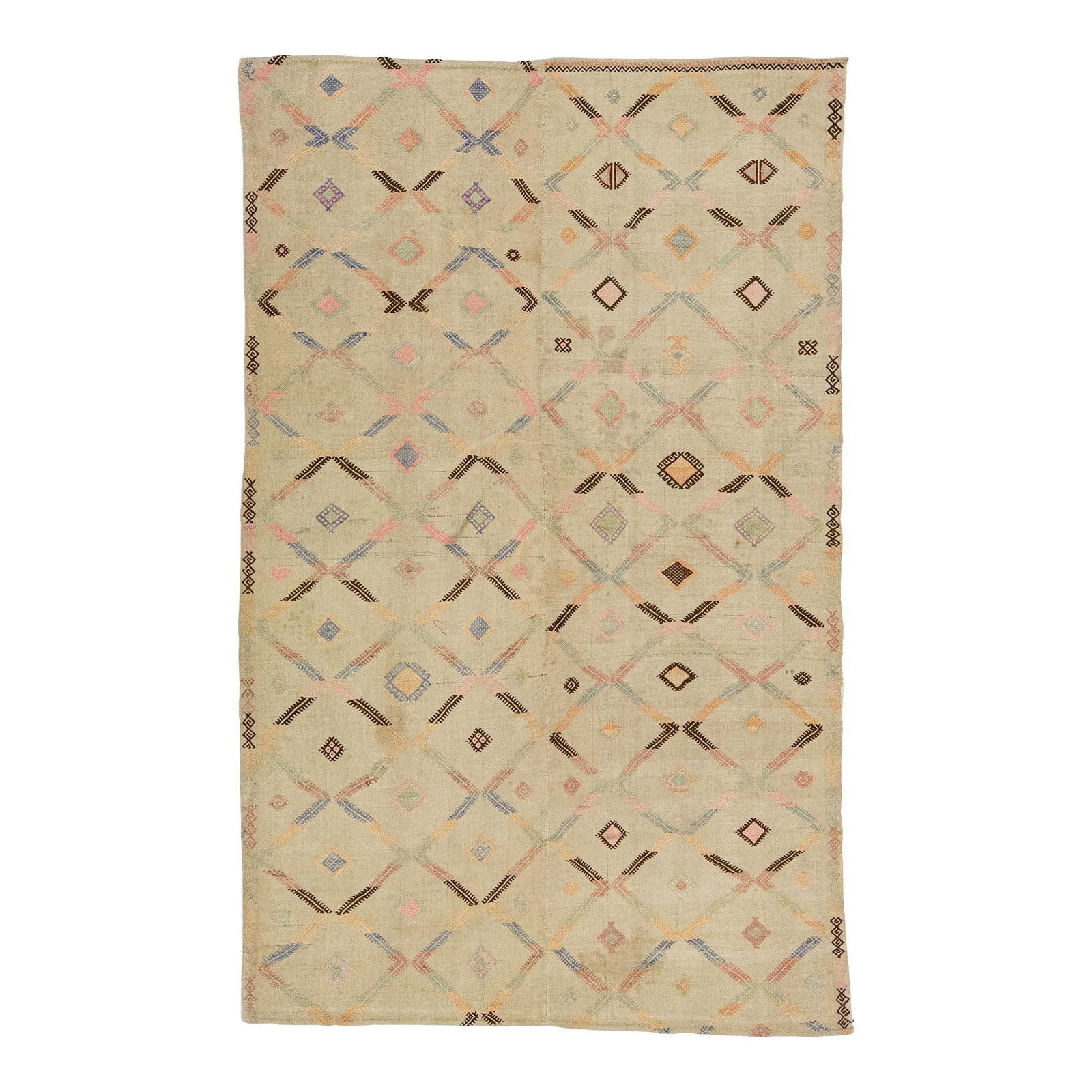 1960s Handmade Multicolor Geometric Wool Kilim Rug 6'3 x 10' (1 of 7)