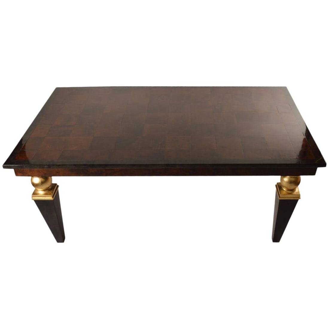 Elegant Lacquered Goatskin Dining Table with Checkerboard Design (1 of 10)