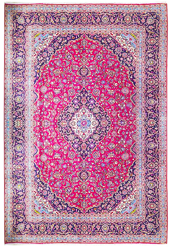 9'10 x 13' Red Semi Antique Persian Kashan Rug Handmade Wool (1 of 6)