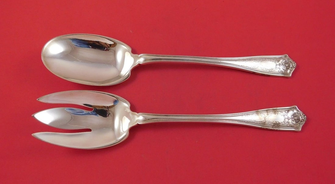 Tiffany & Co. Winthrop Sterling Silver Salad Serving Set 2pc 10": Tiffany & Co. Winthrop Sterling Silver Salad Serving Set 2pc 10" Elevate your dining experience with this exquisite 2-piece salad serving set from Tiffany & Co., part of the renowned Winthrop