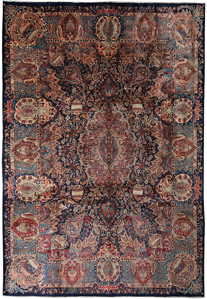 Historic Kashmar Zirkhaki Persian Rug 114 x 156 Inch Hand Knotted Wool: Historic Kashmar Zirkhaki Persian Rug 114 x 156 Inch Hand Knotted Wool Free continental US Shipping This hand-knotted ZirKhaki Persian Kashmar rug features an elaborate design with floral and vase