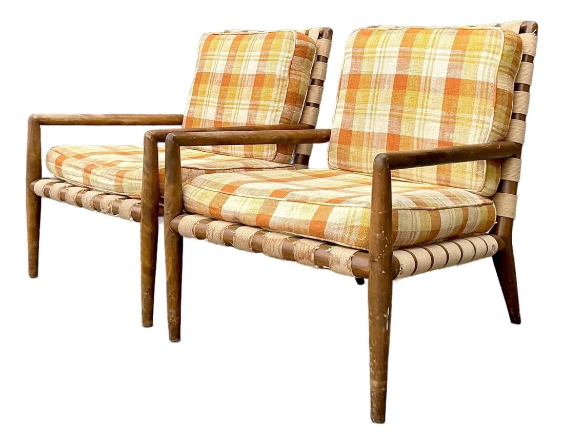 Pair of Model 1750 Strap Lounge Chairs by Robsjohn-Gibbings for Widdicomb (1 of 10)