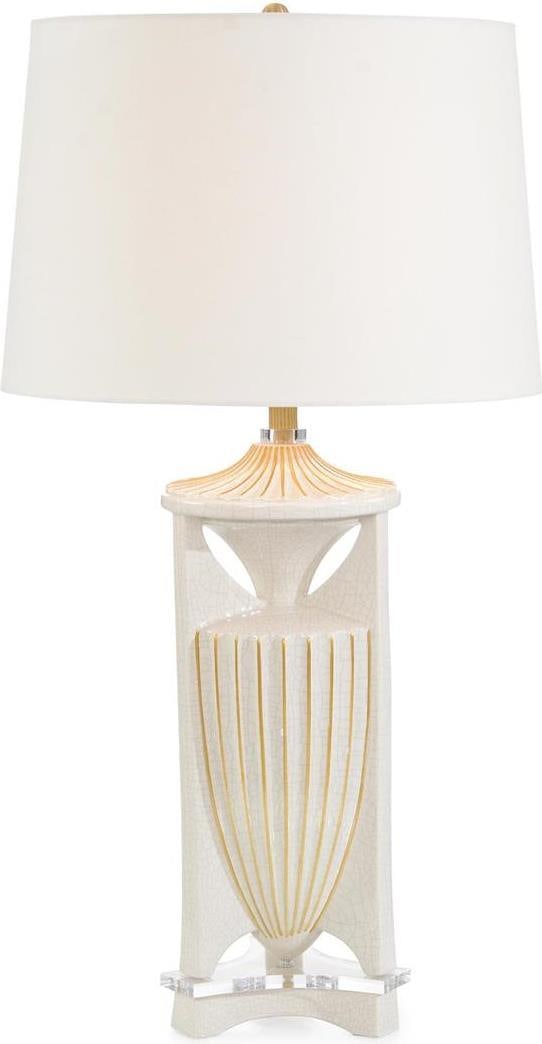 John-Richard Palmanova Brass Table Lamp with Linen Shade 31H (1 of 2)