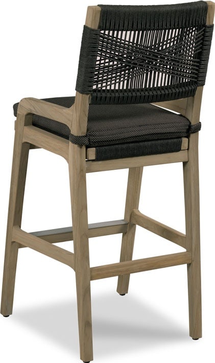 Woodbridge Bellevue Teak Counter Stool with Rope Outdoor Design: Woodbridge Bellevue Teak Counter Stool with Rope Outdoor Design The Bellevue Counter Stool is an elegant addition to your outdoor space, featuring a beautiful weathered teak finish and sturdy rope det
