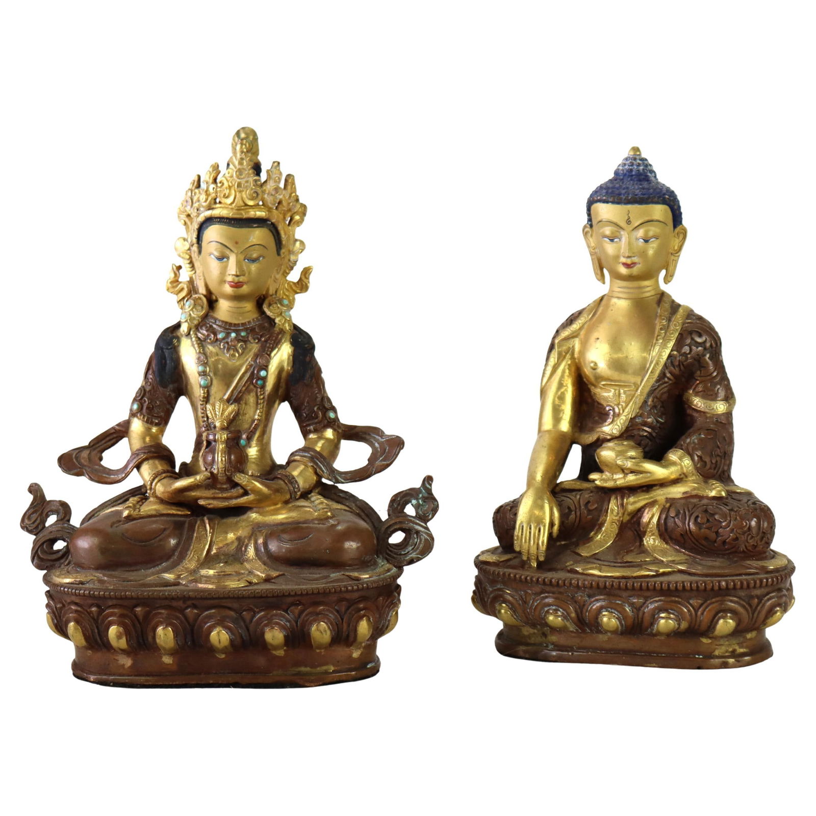Pair of Bronze Medicine and Aparmita Buddha Sculptures Circa 1920 (1 of 9)