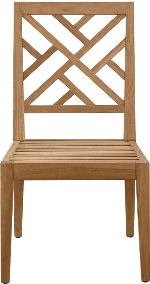 Universal Luxury Fret Back Outdoor Teak Chair Natural Finish: Universal Luxury Fret Back Outdoor Teak Chair Natural Finish Enhance your outdoor space with this Luxury Coastal Living Fret Back Outdoor Teak Chair. Crafted from Grade A Natural Teak, this chair feat