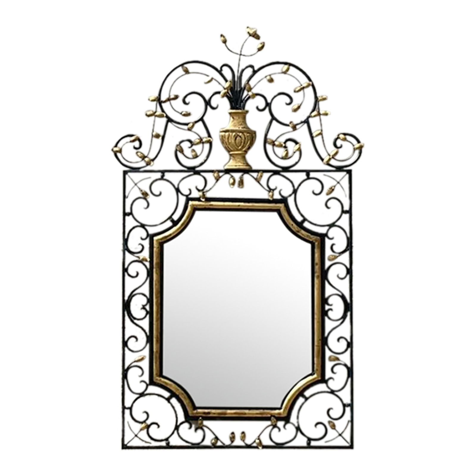 Vintage Regency LaBarge Iron Gilt Mirror 37 x 62 Inch Elegant Design (1 of 8)