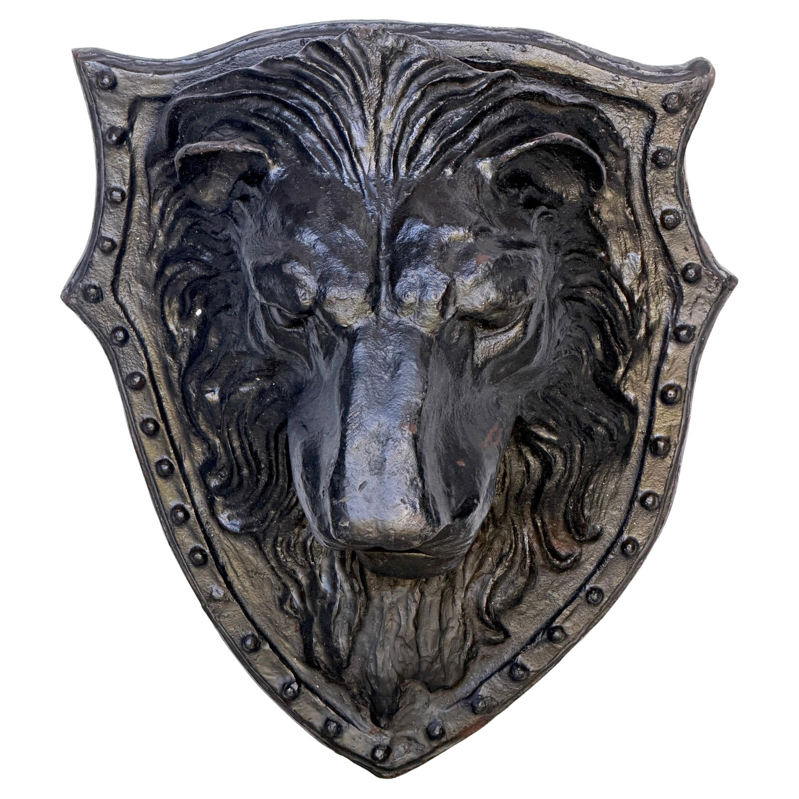 19th Century American Cast-Iron Lion Shield Medallion Architectural Ornament (1 of 18)