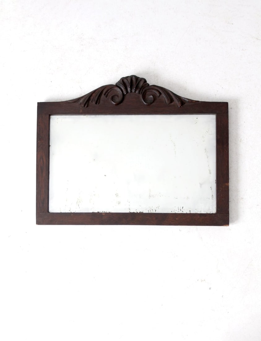 Antique Carved Wood Frame Beveled Glass Wall Mirror (1 of 11)