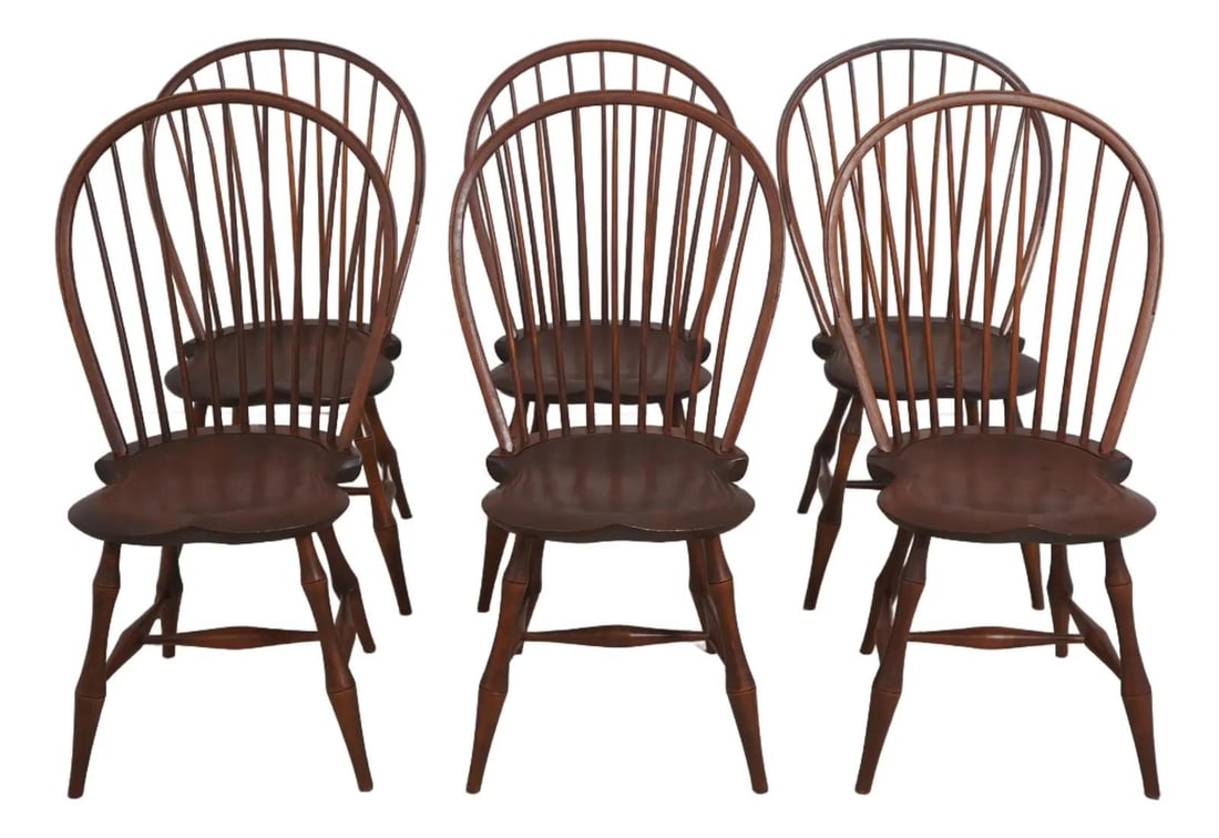 Six Mixed Wood Bow Back Windsor Dining Chairs by Dr Dimes Set of 6 (1 of 10)
