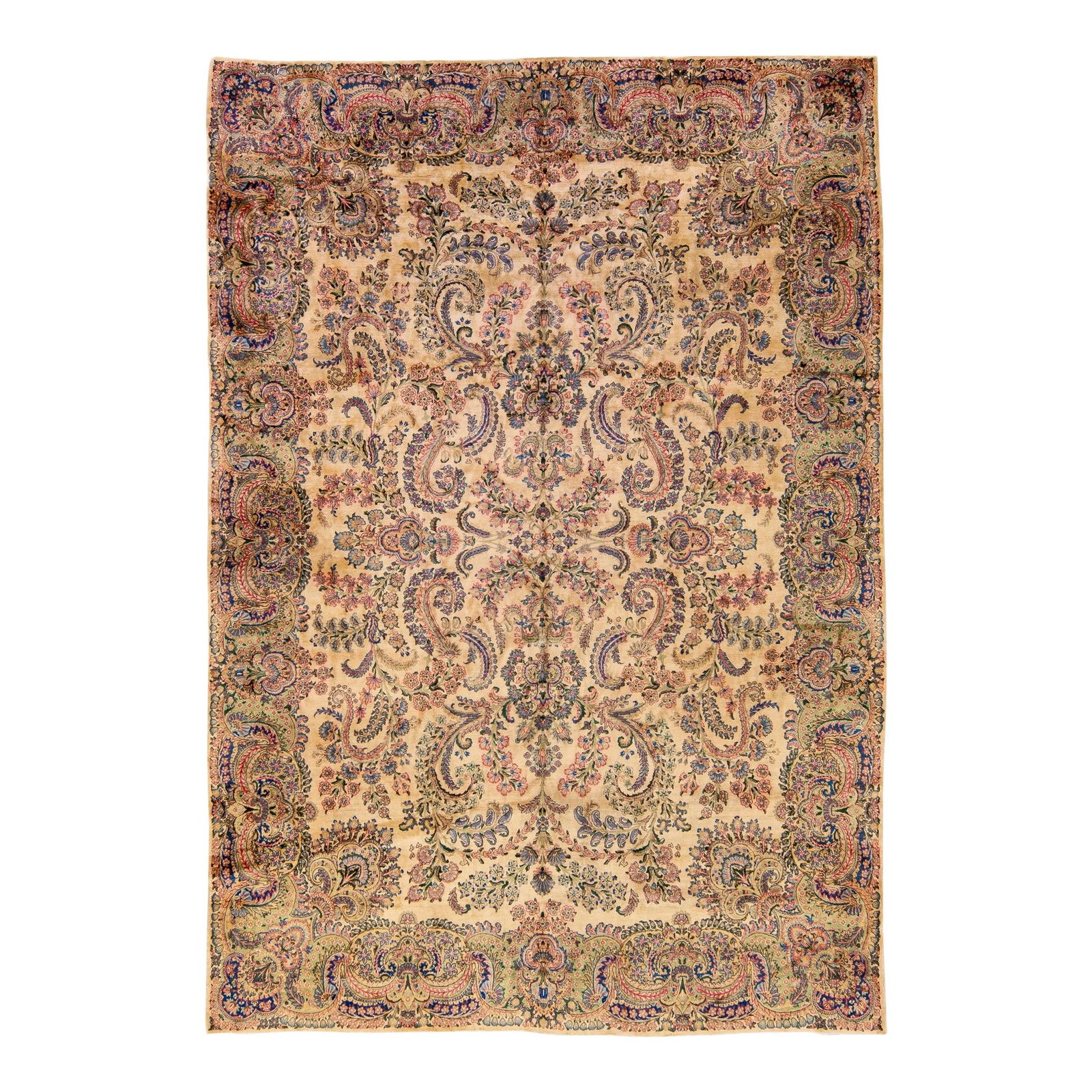 Antique Kerman Handmade Wool Rug Floral Design 9'8 x 13'9 (1 of 10)