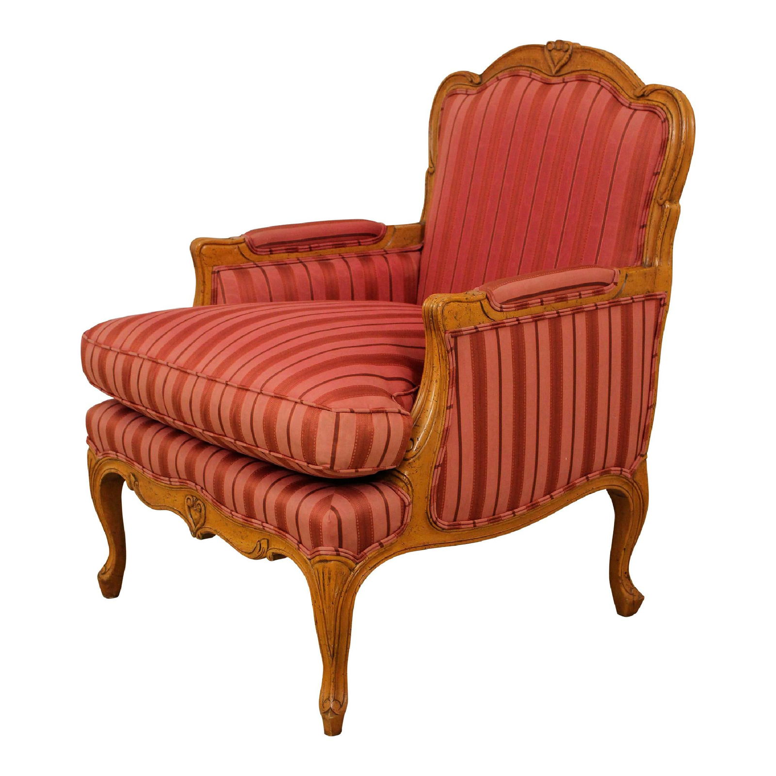 Baker French Style Upholstered Bergere Chair with Crown Tulip Cushion (1 of 10)