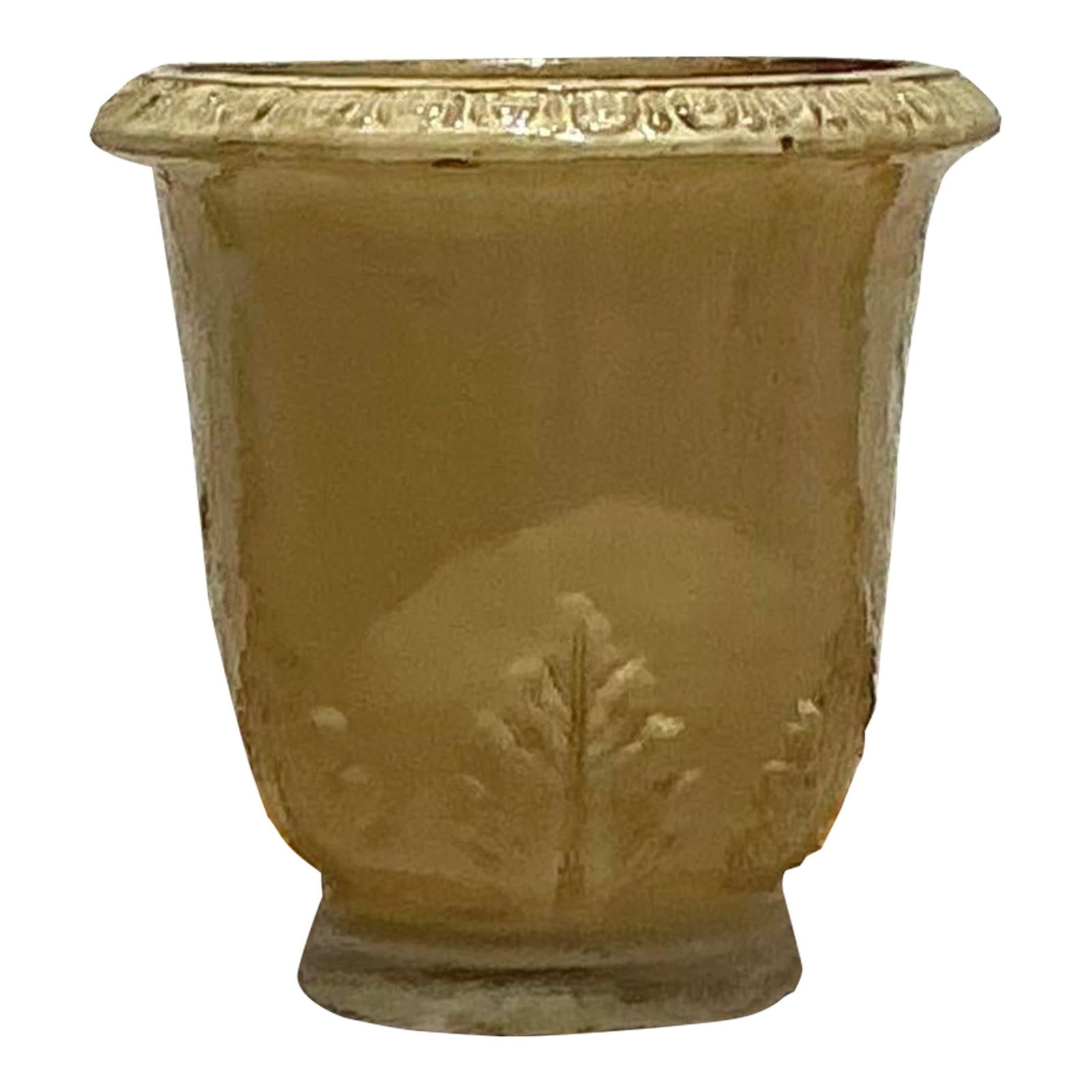 Vintage Boho French Glazed Ceramic Planter 17 x 17 x 16.5 Goldenrod: Vintage Boho French Glazed Ceramic Planter 17 x 17 x 16.5 Goldenrod Enhance your indoor or outdoor greenery with this Vintage Boho French Glazed Ceramic Planter. Showcasing a stunning glazed finish, t