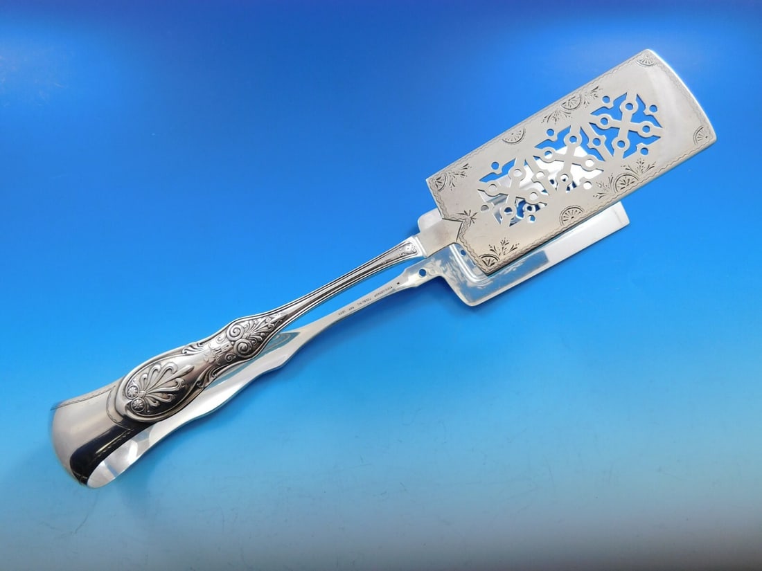 Tiffany & Co. Saratoga Sterling Silver Asparagus Tongs 10 1/4 inch Brite-Cut: Tiffany & Co. Saratoga Sterling Silver Asparagus Tongs 10 1/4 inch Brite-Cut This exquisite set of asparagus tongs is part of the Saratoga pattern by Tiffany & Co. Crafted from high-quality sterling s