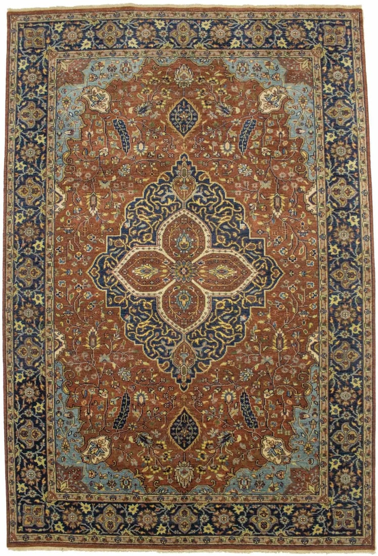 Hand-Knotted Wool Serapi Area Rug 6'0 x 8'11 Floral Pattern Handmade (1 of 17)