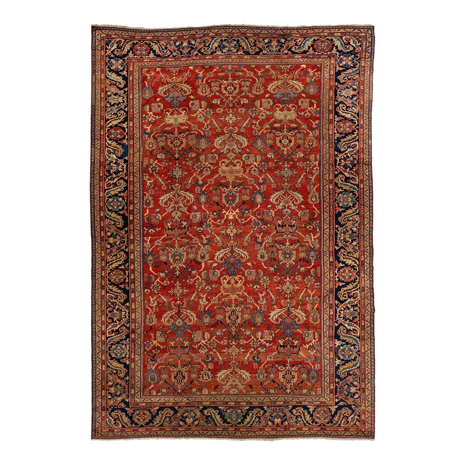 1890s Antique Persian Sultanabad Wool Rug Red Floral Design 10'6 x 15'1 (1 of 9)