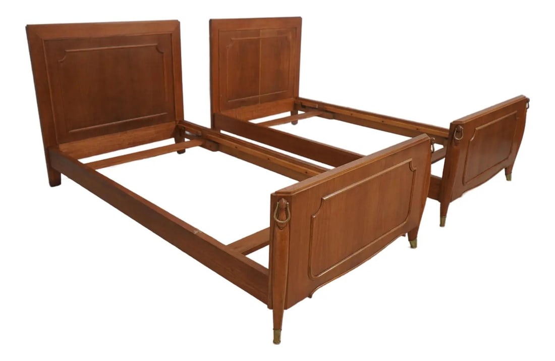 Elegant Pair of Vintage French Walnut Oak Twin Bed Frames (1 of 10)