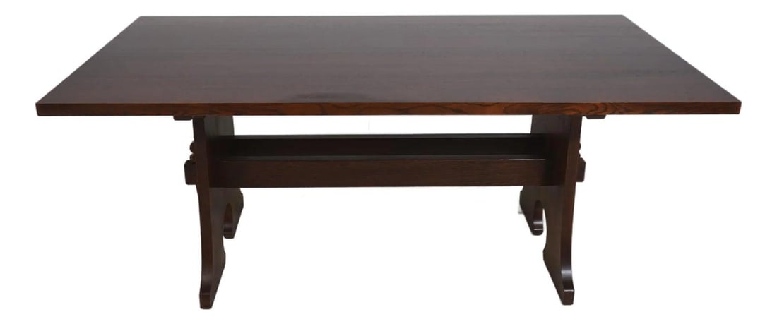 Mission Style Quarter Sawn Oak Keyhole Trestle Dining Table (1 of 10)