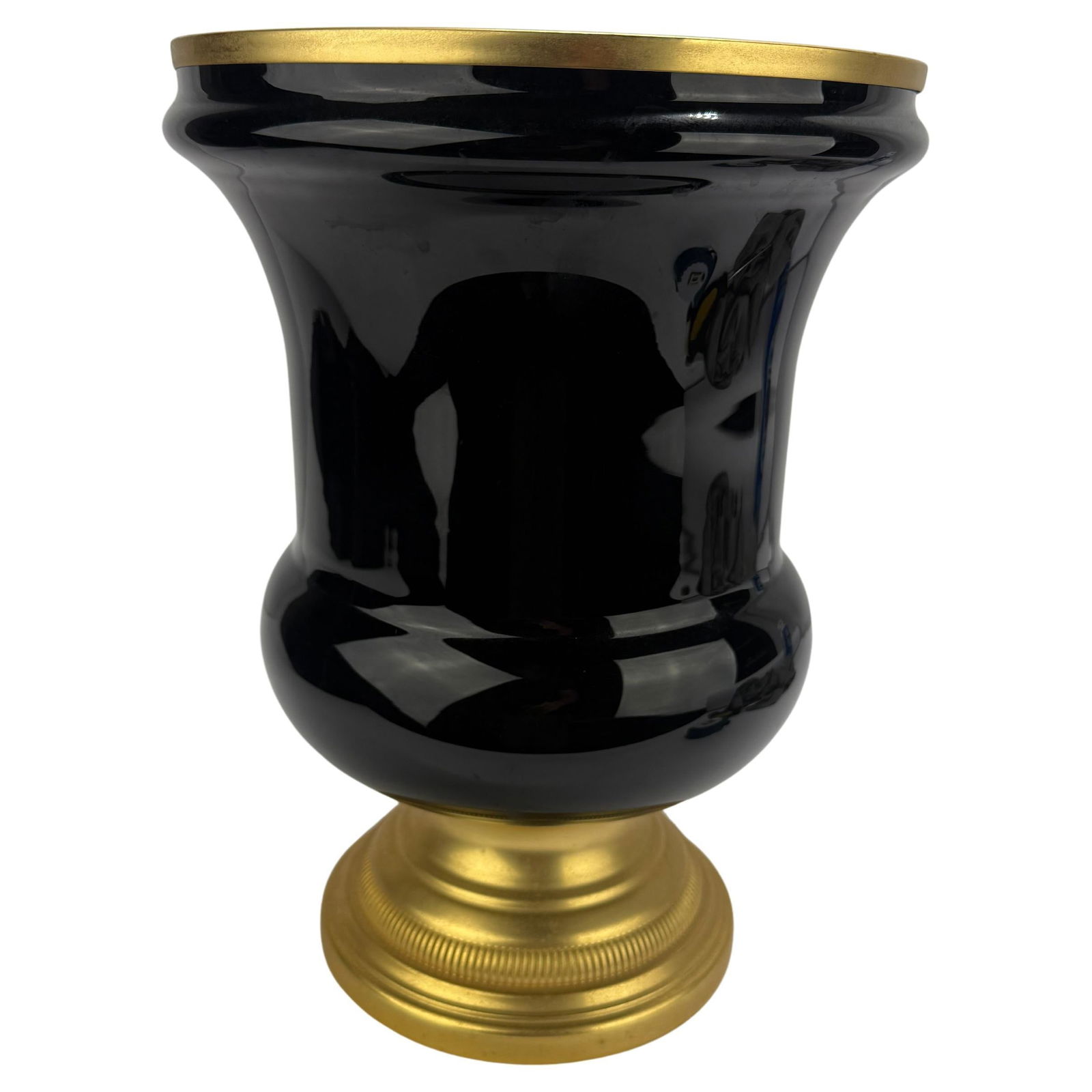 Mid-20th Century Italian Neoclassical Black Opaline Vase with Gilt-Metal Mount (1 of 8)