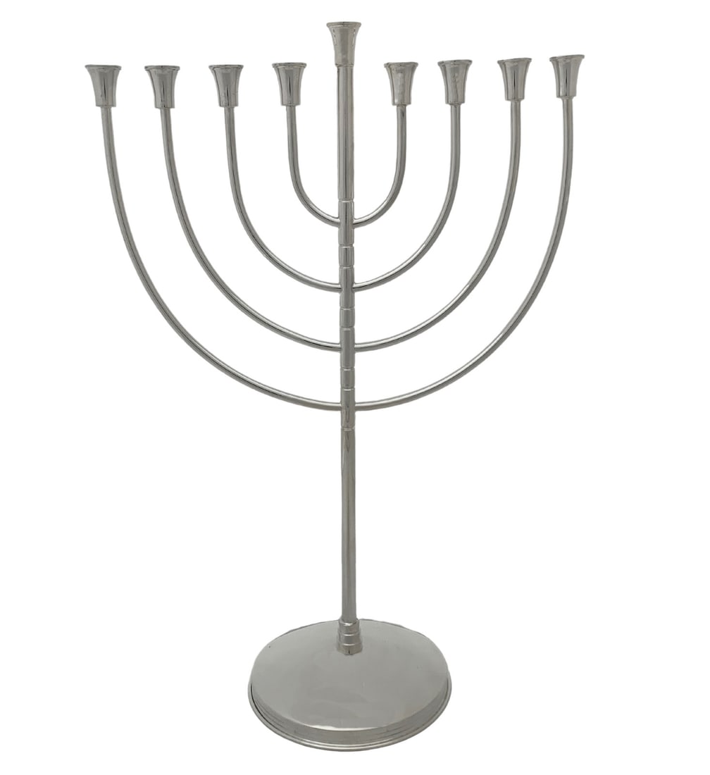 Handmade 925 Sterling Silver Round Menorah 22 Inches Tall (1 of 3)