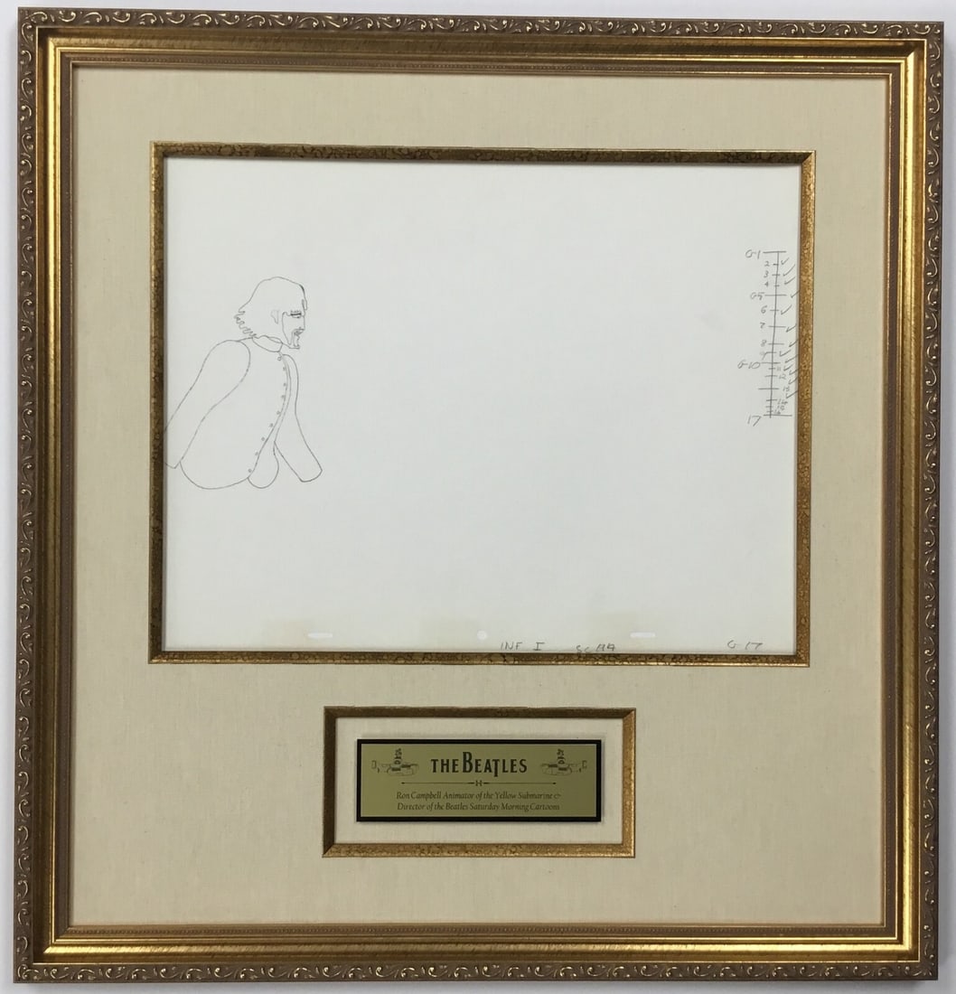 1968 Beatles Yellow Submarine George Harrison Production Drawing by Ron Campbell LOA (1 of 6)