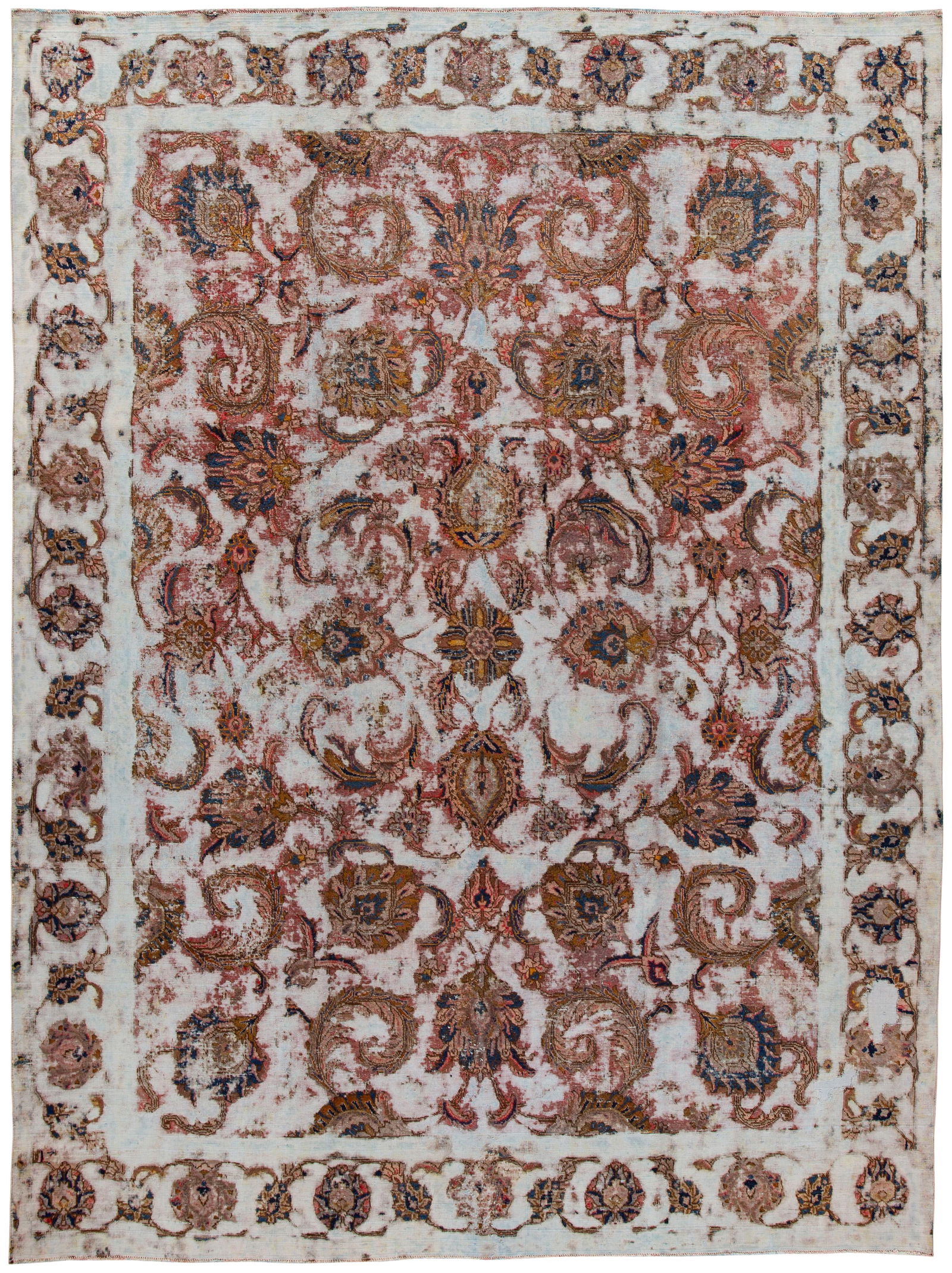 Mid 20th Century Hand-Knotted Vintage Overdyed Wool Rug 9'5 x 12'10: Mid 20th Century Hand-Knotted Vintage Overdyed Wool Rug 9'5 x 12'10 Enhance your living space with this exquisite mid 20th century vintage overdyed distressed rug. Hand-knotted with intricate detailin