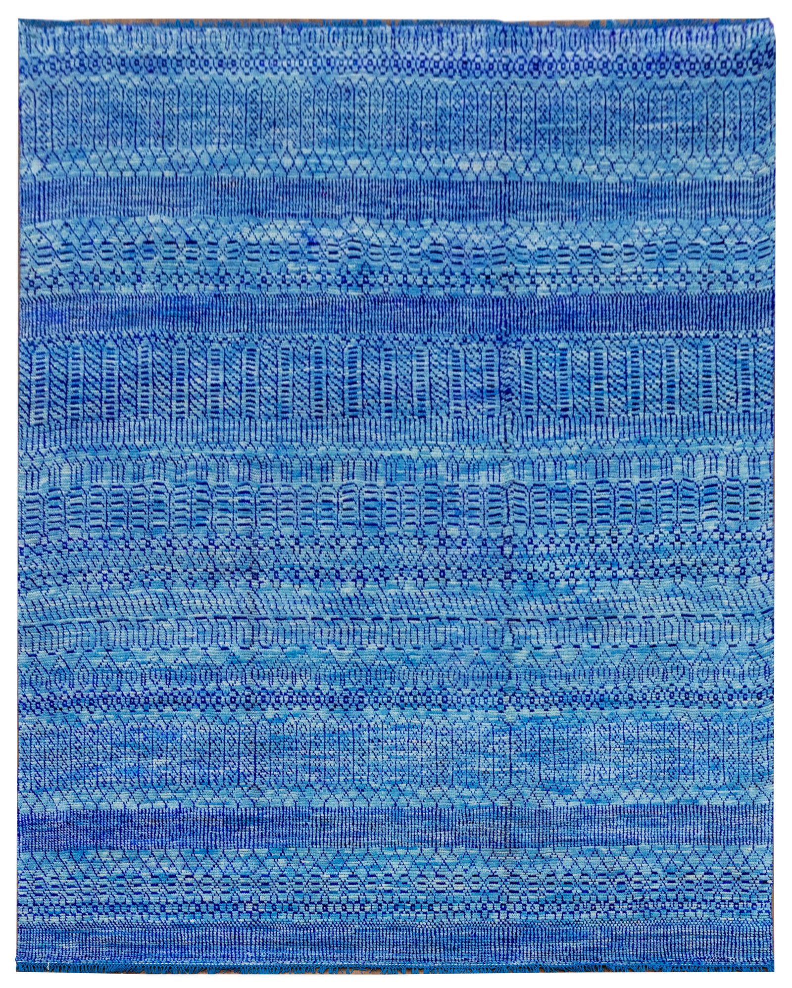 9.1 x 12.5 Handmade Blue Grass Rug Modern Design (1 of 7)