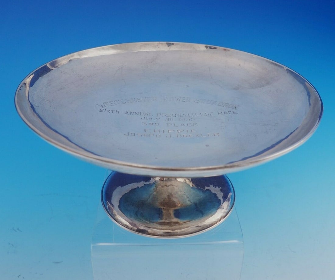 Kalo Sterling Silver Compote Boat Racing Trophy 1955 Inscribed 3 5/8" Tall (1 of 5)