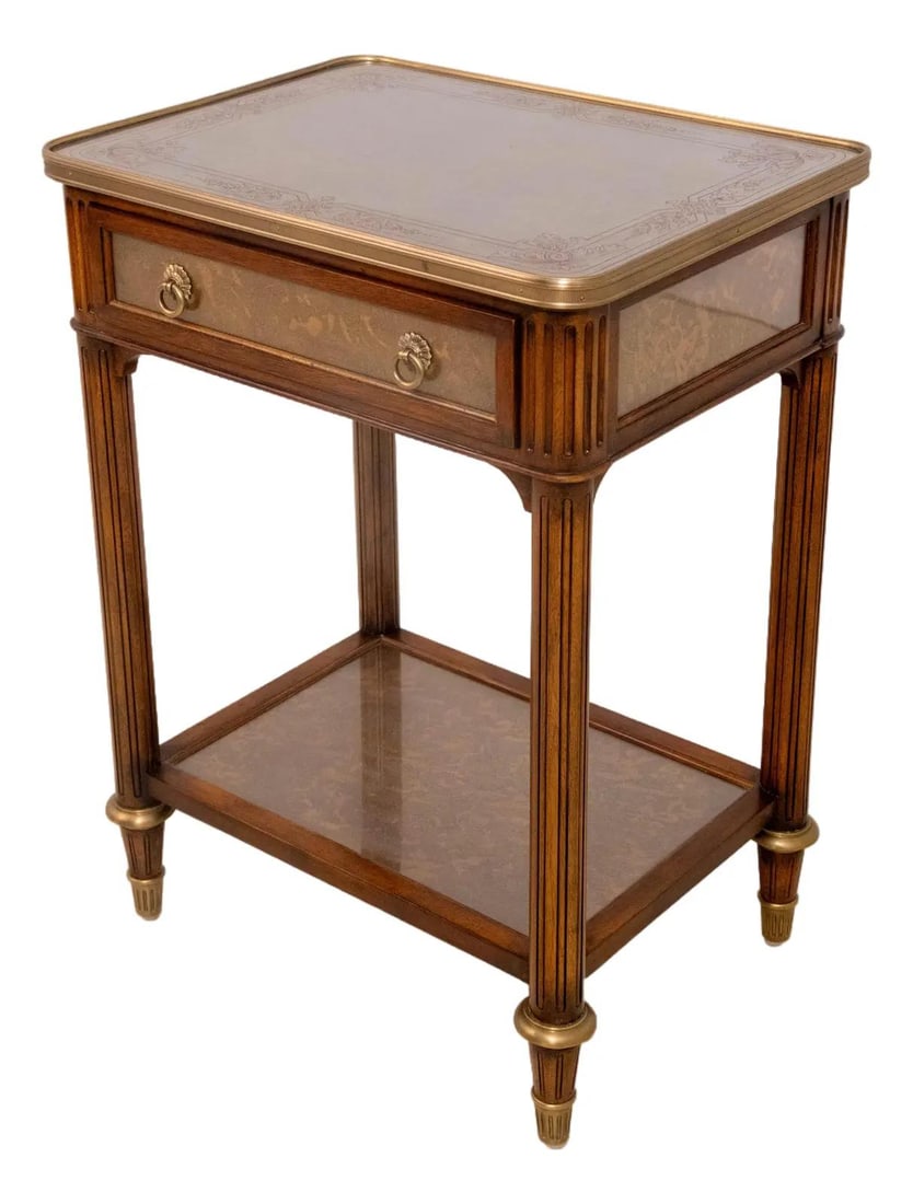 Hollywood Regency Eglomise Collection Nightstand with Bronze Trim (1 of 10)