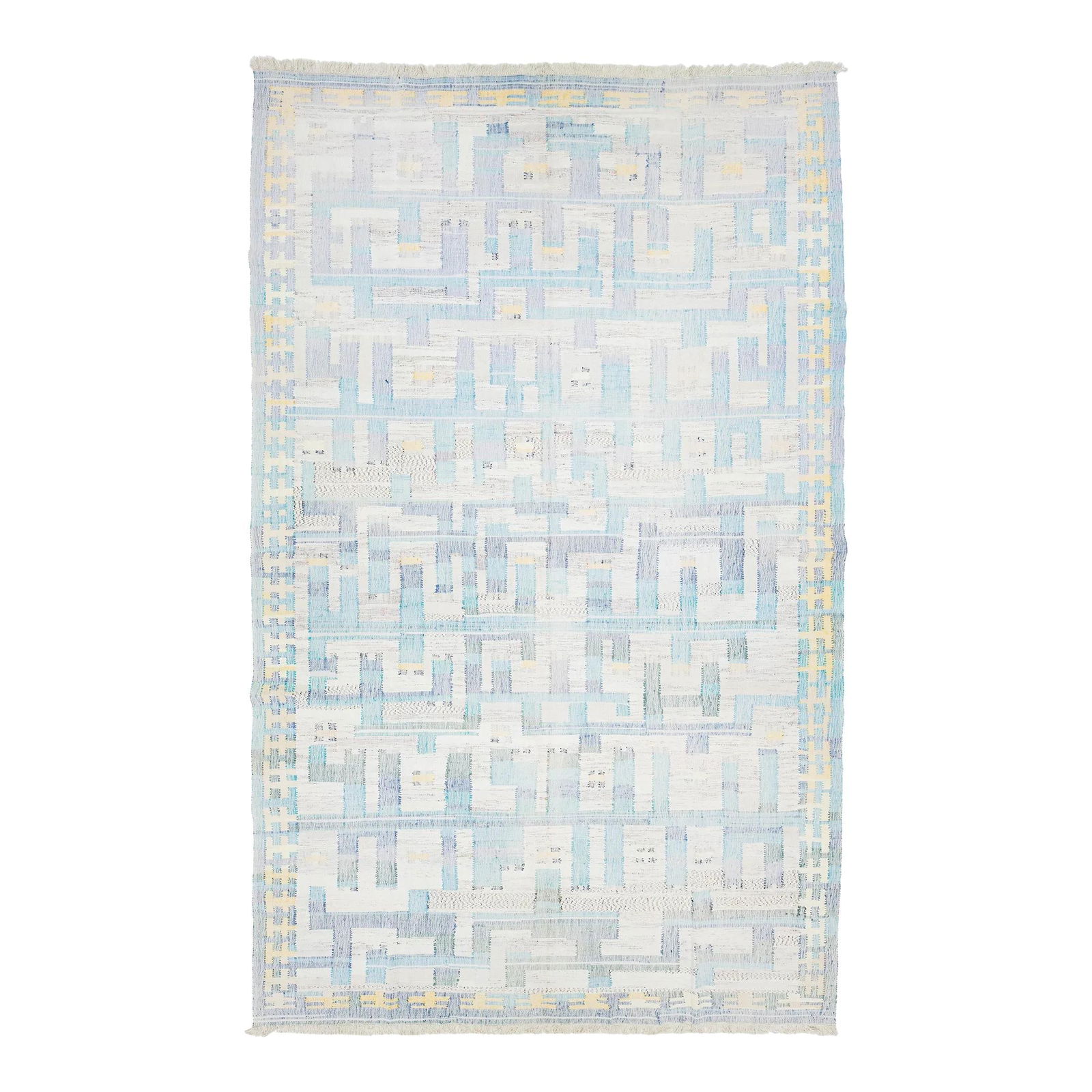 10 x 16 Contemporary Kilim Wool Rug Beige Blue Abstract Design (1 of 10)