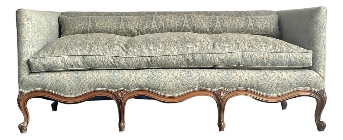 Silk Jacquard Paisley Down Sofa in Regency Louis XV Style 72.5 Inch (1 of 10)