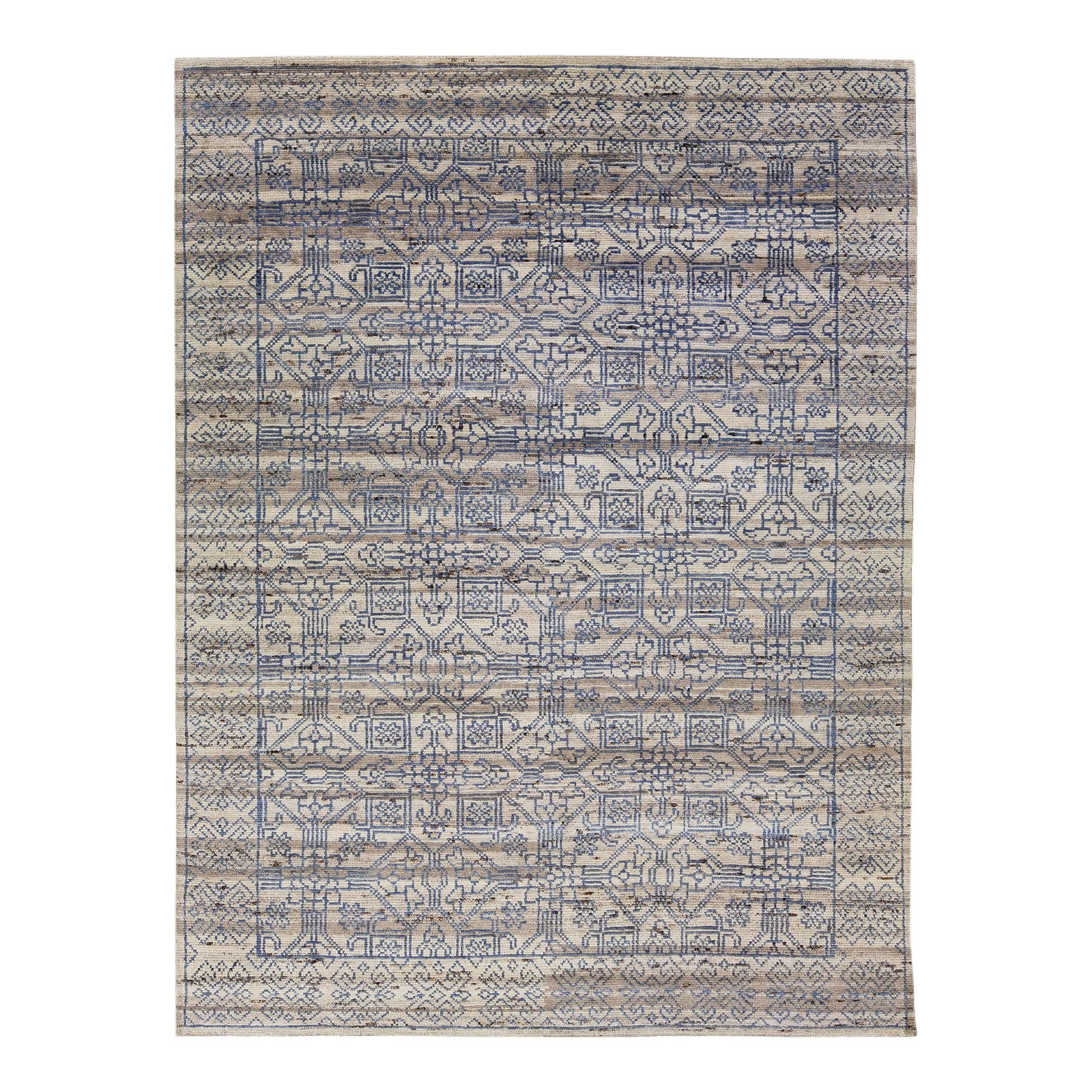 Handmade Modern Gray Indian Wool Rug 10'1 x 13'7 (1 of 8)