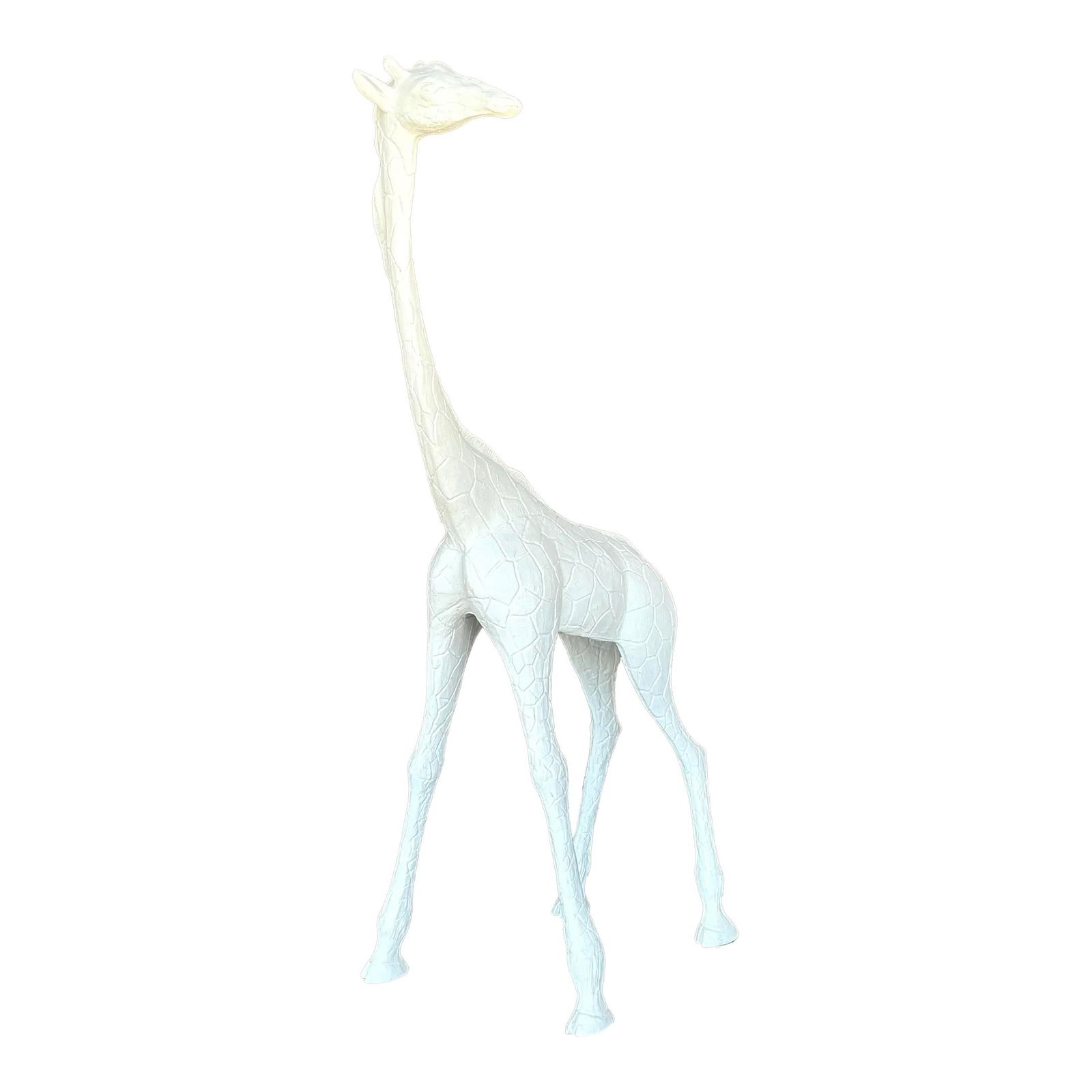 Vintage Boho White Plaster Giraffe Sculpture 38.75 Inches Tall: Vintage Boho White Plaster Giraffe Sculpture 38.75 Inches Tall Introducing a whimsical yet commanding vintage boho plaster giraffe sculpture that adds playful elegance and sculptural impact to your sp