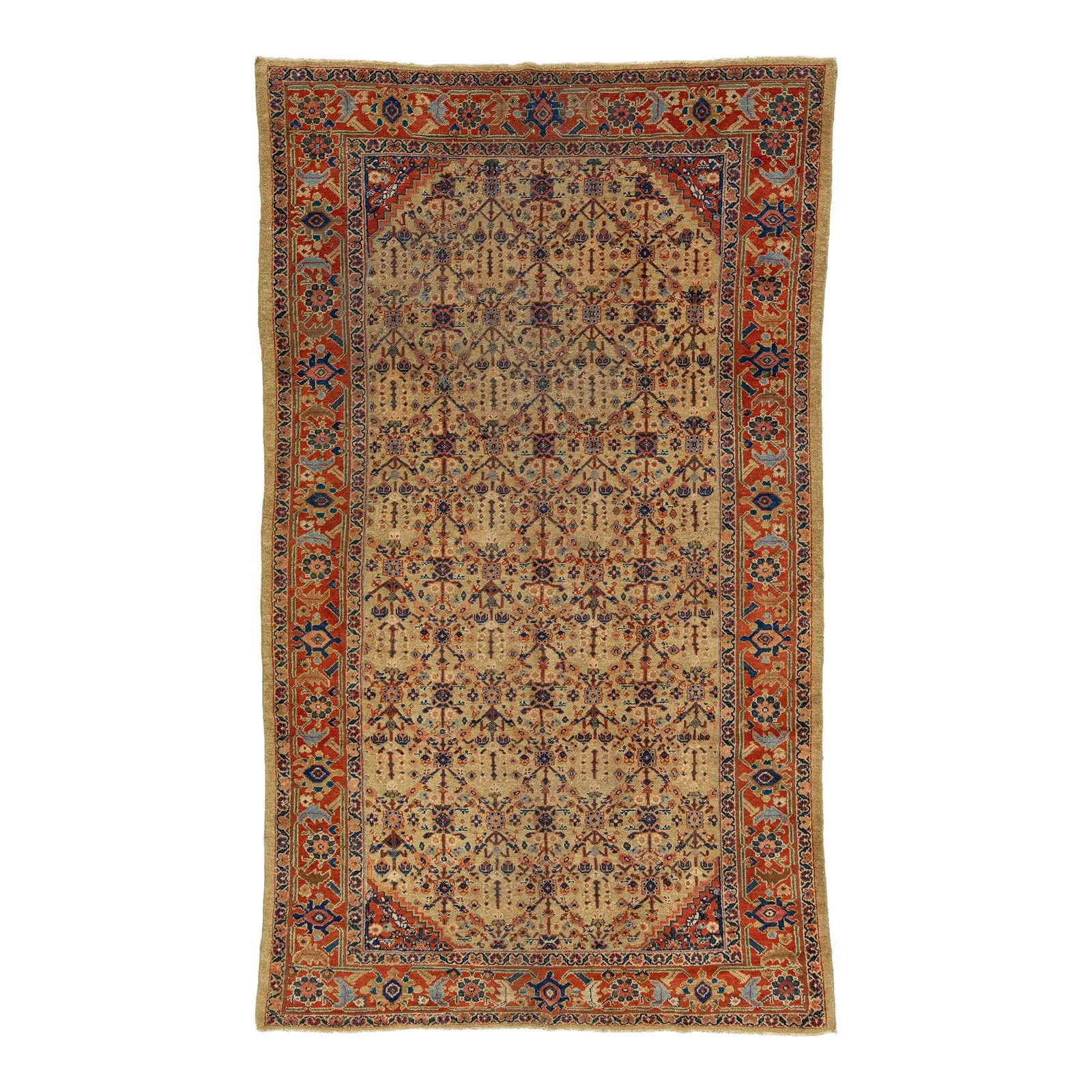 Antique Persian Mahal Hand-Knotted Wool Rug 6'6 x 11 Tan Allover Design (1 of 10)