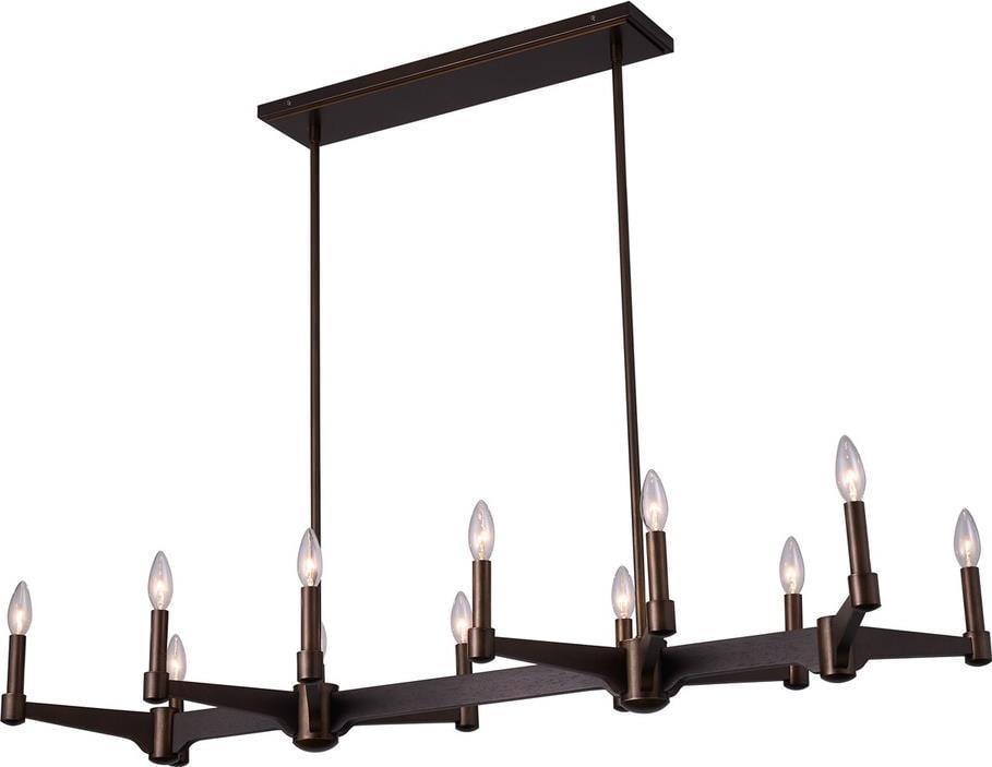 Kalco Tono 12-Light Bronze Island Chandelier: Kalco Tono 12-Light Bronze Island Chandelier Elevate your space with the Tono 12-Light Island Bronze Chandelier, expertly crafted in a vintage style. This stunning chandelier features a durable steel