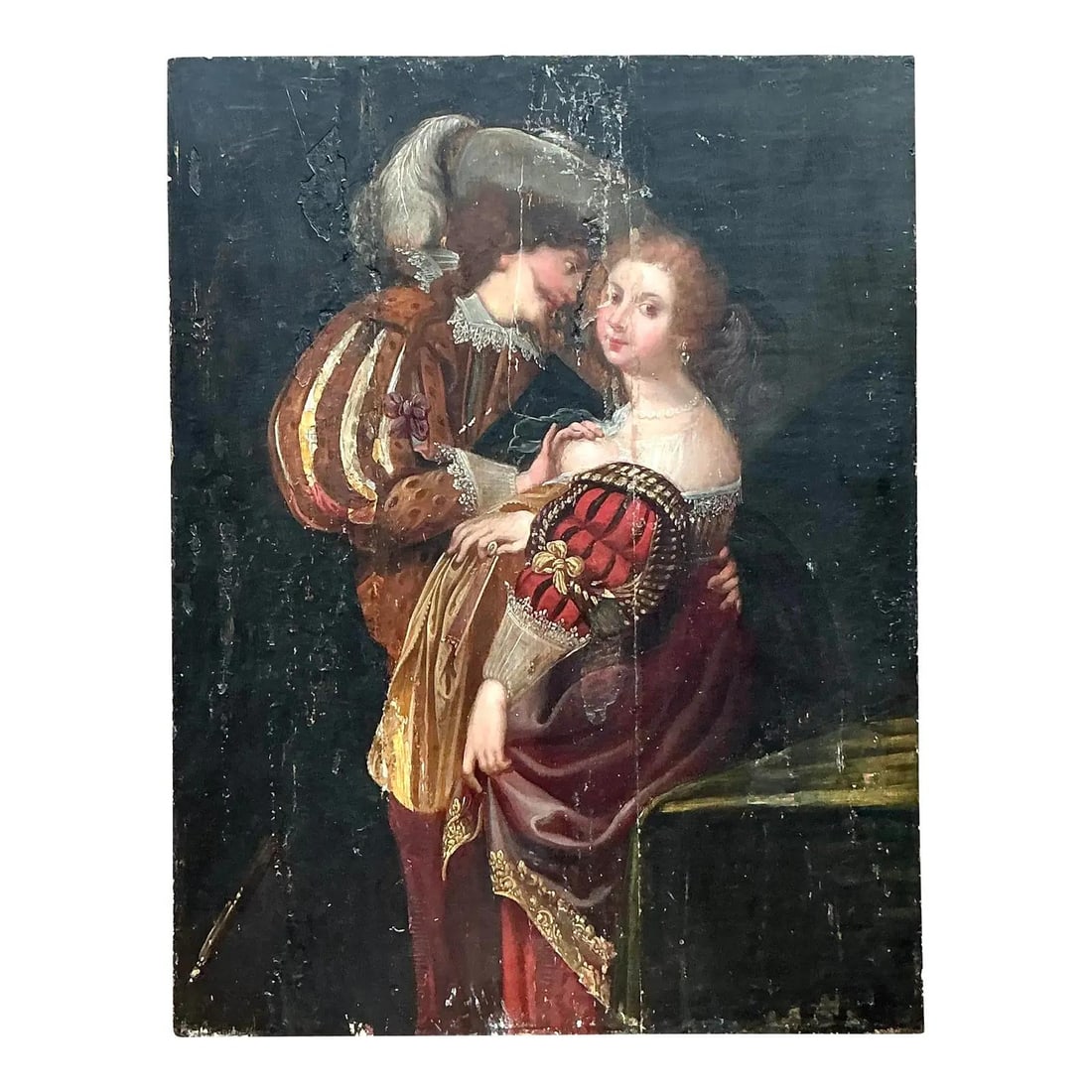 19th Century Romantic Figural Oil Painting on Board with Vintage Bohemian Charm (1 of 5)