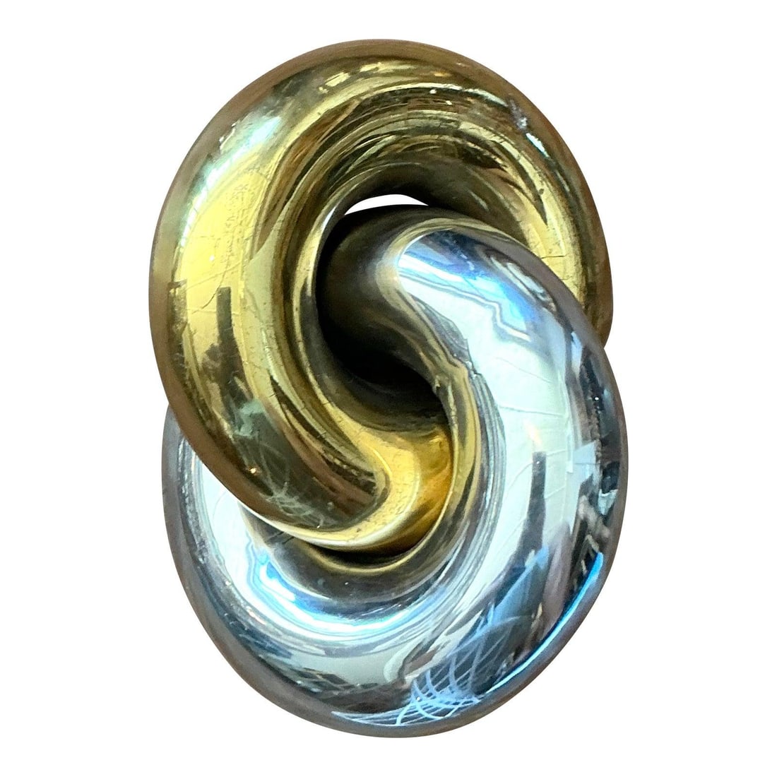 Postmodern Mixed Metal Infinity Knot Table Sculpture Brass and Chrome Rings (1 of 8)