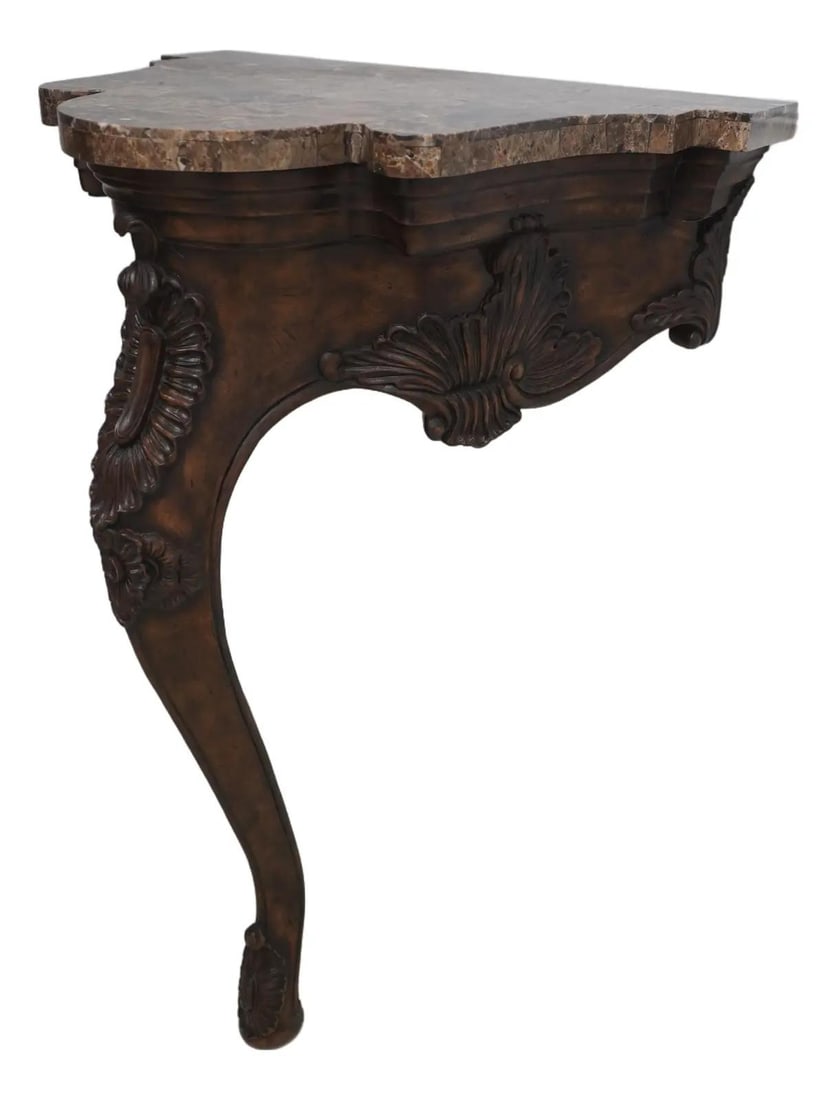 French Inspired Wall Console Table with Marble Surface by Maitland Smith (1 of 10)