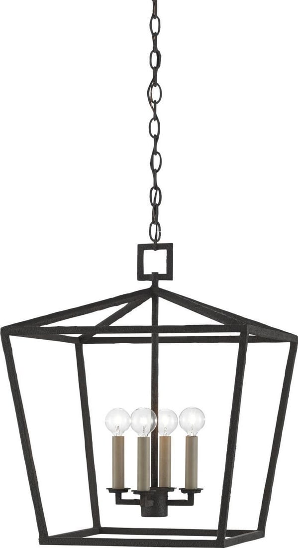 Currey Denison Iron Lantern Adjustable Height Black Wrought Iron (1 of 2)