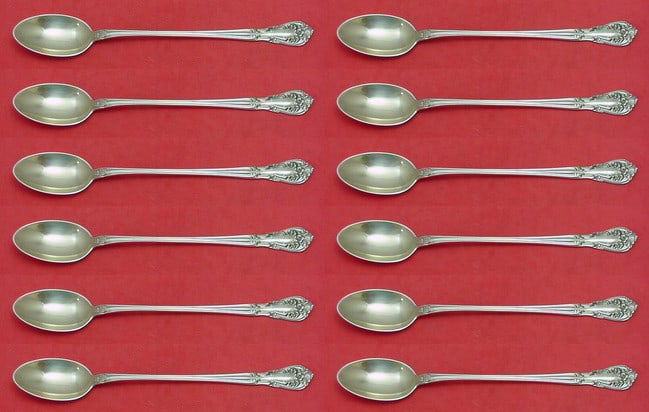 Alvin Chateau Rose Sterling Silver Iced Tea Spoon Set 12 Pieces (1 of 3)