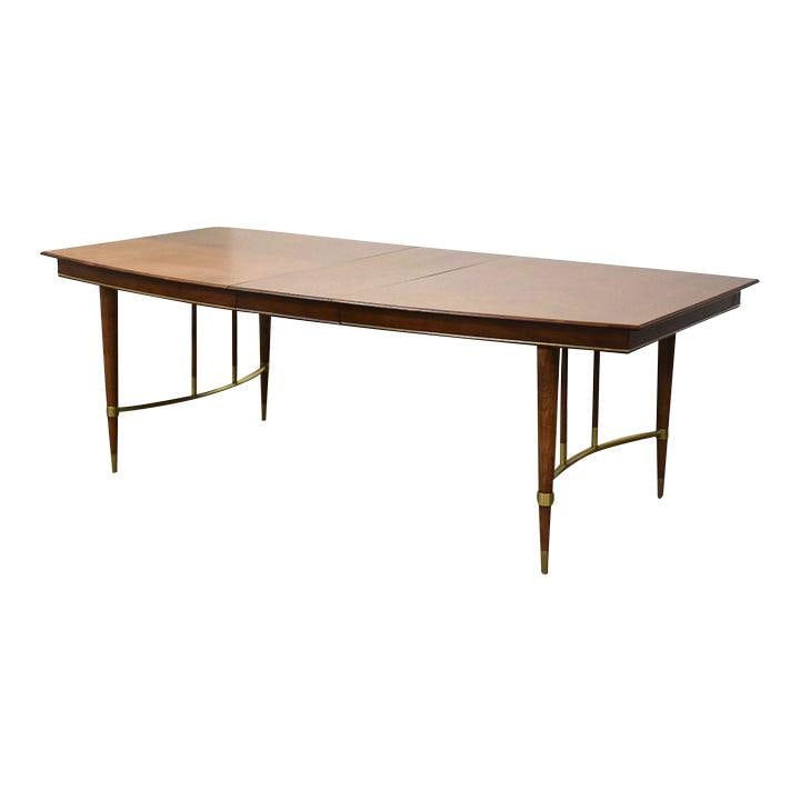 Mid Century Modern Walnut Dining Table with Brass Accents (1 of 9)