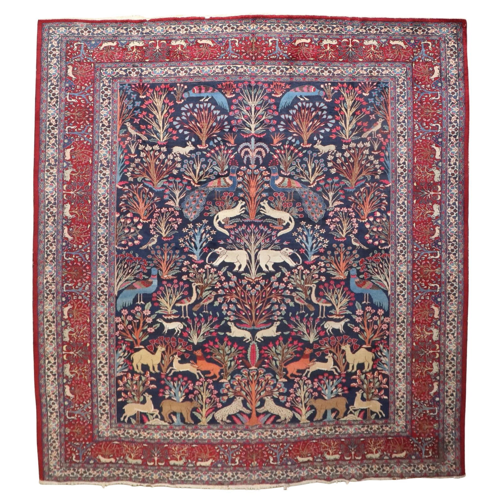 Jewel Toned Persian Hand-Knotted Animal Pictorial Rug 11'7 x 13'10 (1 of 17)