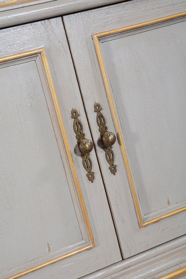 Belize Georgian Style Gray Gold Solid Mango Bookcase - 4