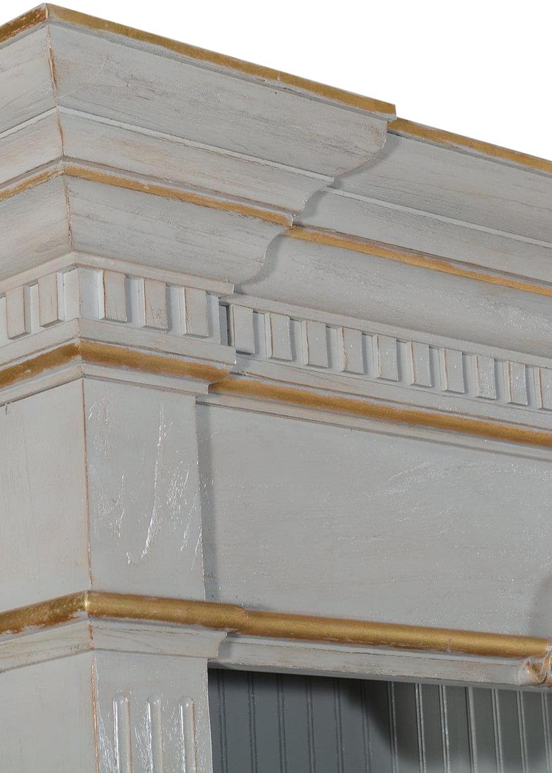 Belize Georgian Style Gray Gold Solid Mango Bookcase - 5