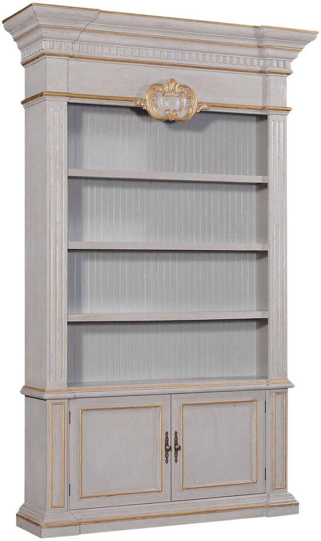 Belize Georgian Style Gray Gold Solid Mango Bookcase - 6