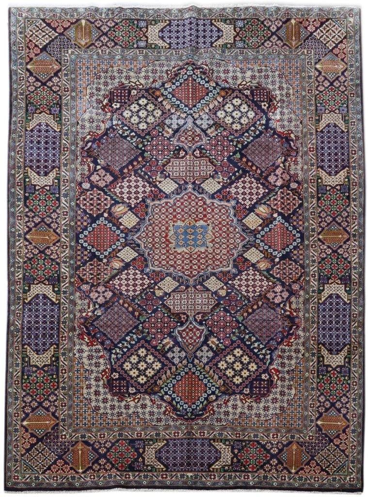 Handcrafted Navy Blue Geometric Persian Isfahan Rug 9'10 x 13'5 Signed: Handcrafted Navy Blue Geometric Persian Isfahan Rug 9'10 x 13'5 Signed Free continental US Shipping Transform your living space with the luxurious 9' 10" x 13' 5" Navy Blue Geometric Persian Signed Is