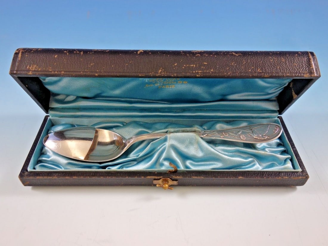 Tiffany & Co Sterling Silver Japanese Pattern Spoon 7" with Original Box (1 of 8)